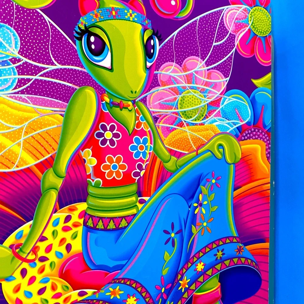 LISA FRANK VTG FANTASTIC WORLD DIVA DRAGONFLY 3 HOLE BINDER DIVIDERS SET OF 2